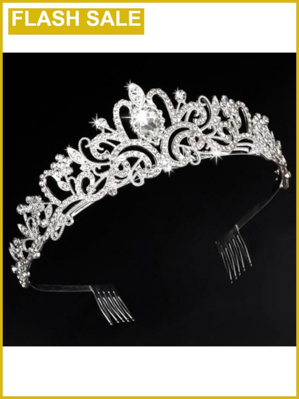 Rhinestone Crystal Tiara Headband with Combs for Wedding Prom